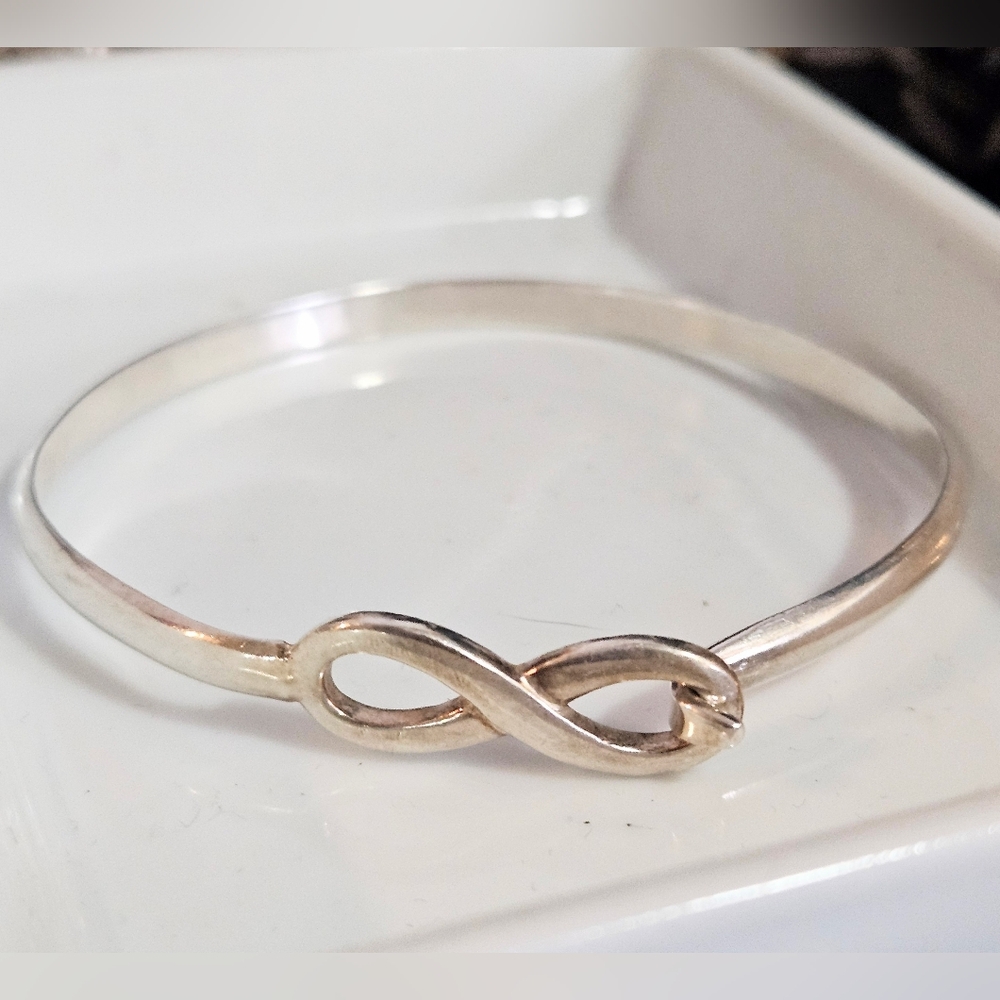 925 Sterling Silver Infinity Cuff Bangle Bracelet… - image 7